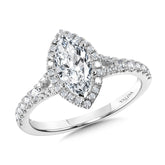 Marquise-Shaped Split Shank Halo Engagement Ring